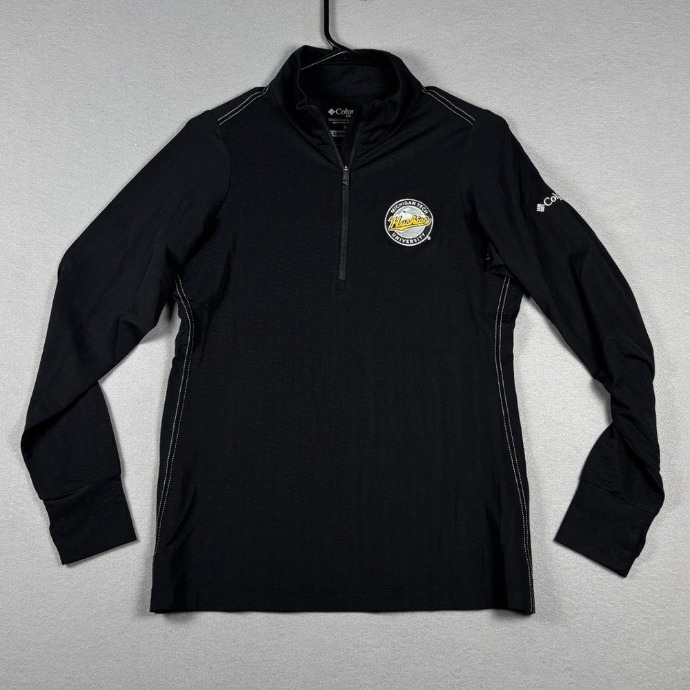 Columbia Omni-Wick Bay Pullover Michigan Tech Huskies Size M Black